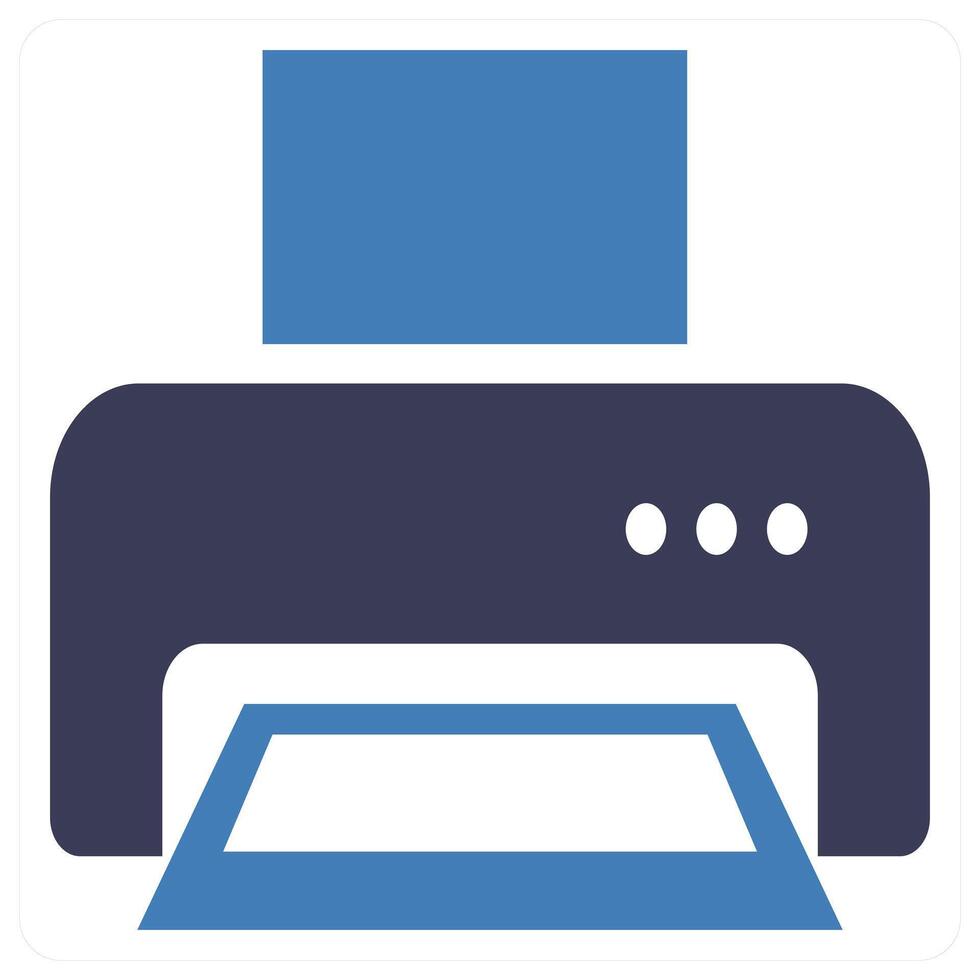 Printer and document icon concept in blue color vector