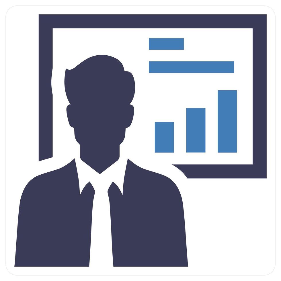Presentation and analysis icon concept in blue color vector