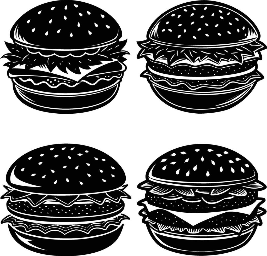 fast food hamburger silhouette vector