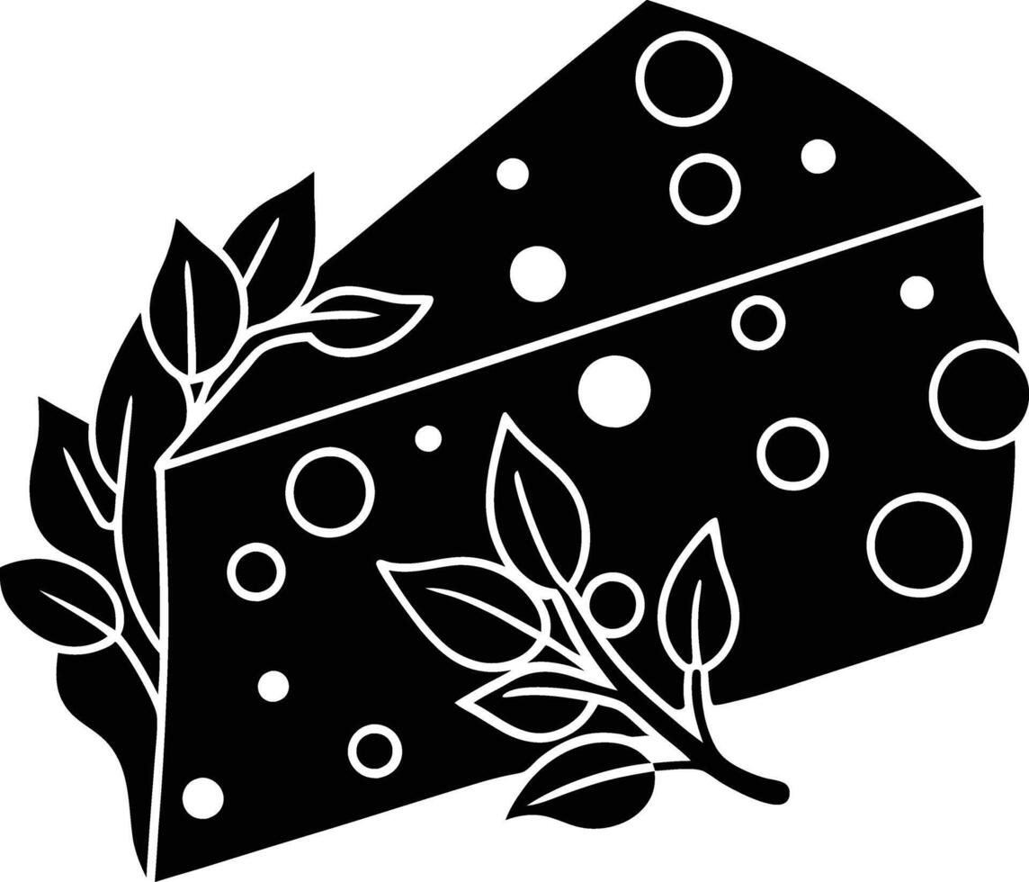 black and white cheese silhouette vector