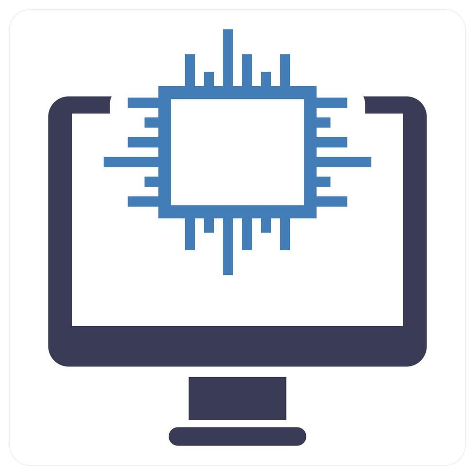 Processor icon concept in blue color vector