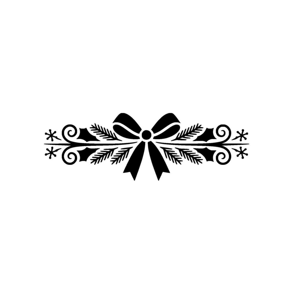 Elegant Black Christmas Border With Bow And Holly vector