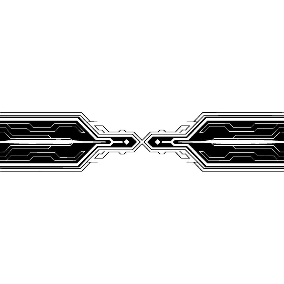 Minimalist Tech Circuit Board, Black And White, Futuristic Border vector