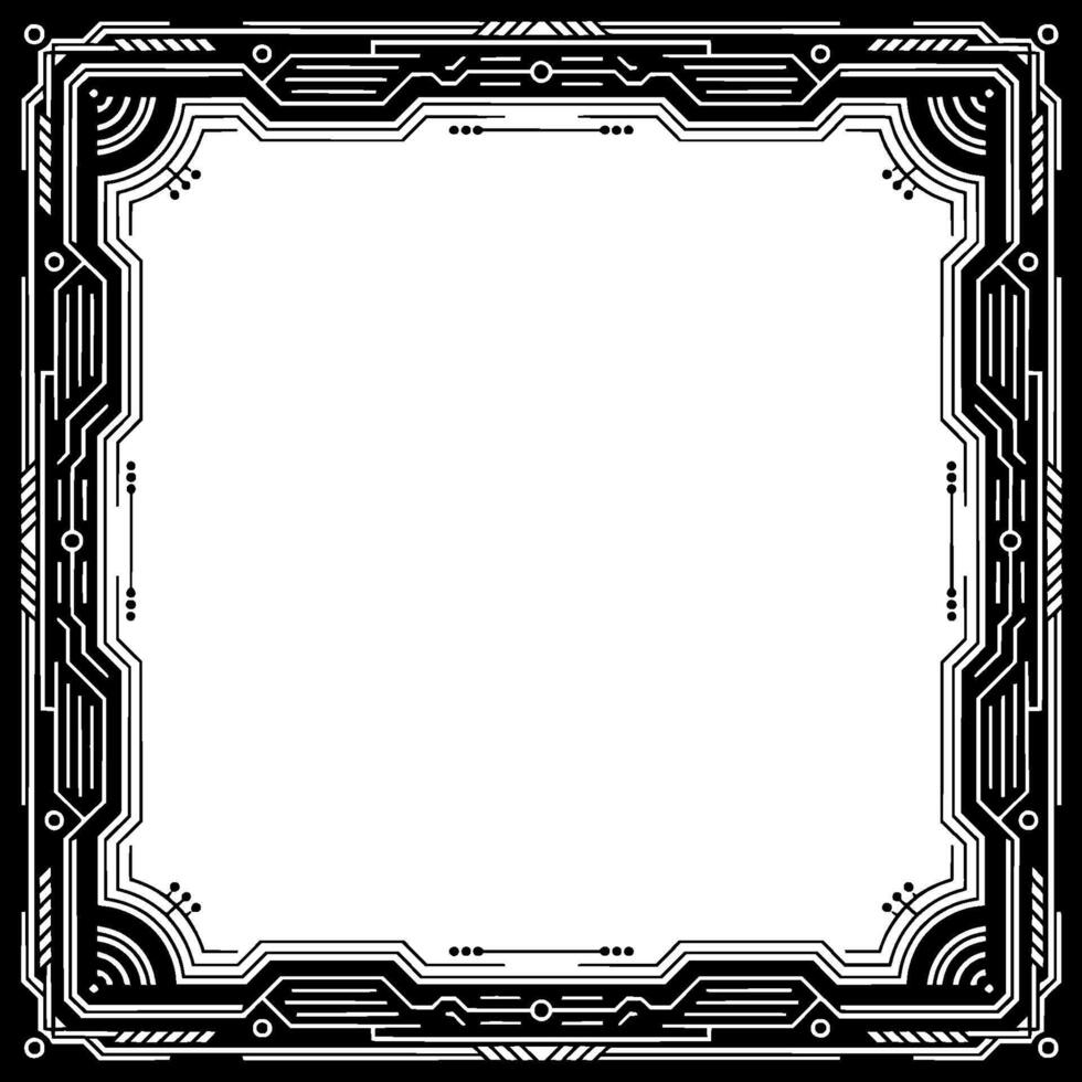 Techy Circuit Board Frame Futuristic, Minimalist, Geometric vector