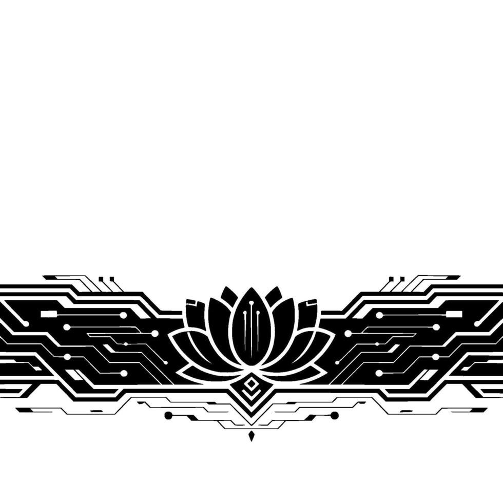 Tech Lotus Geometric Illustration With Circuit Board Elements vector