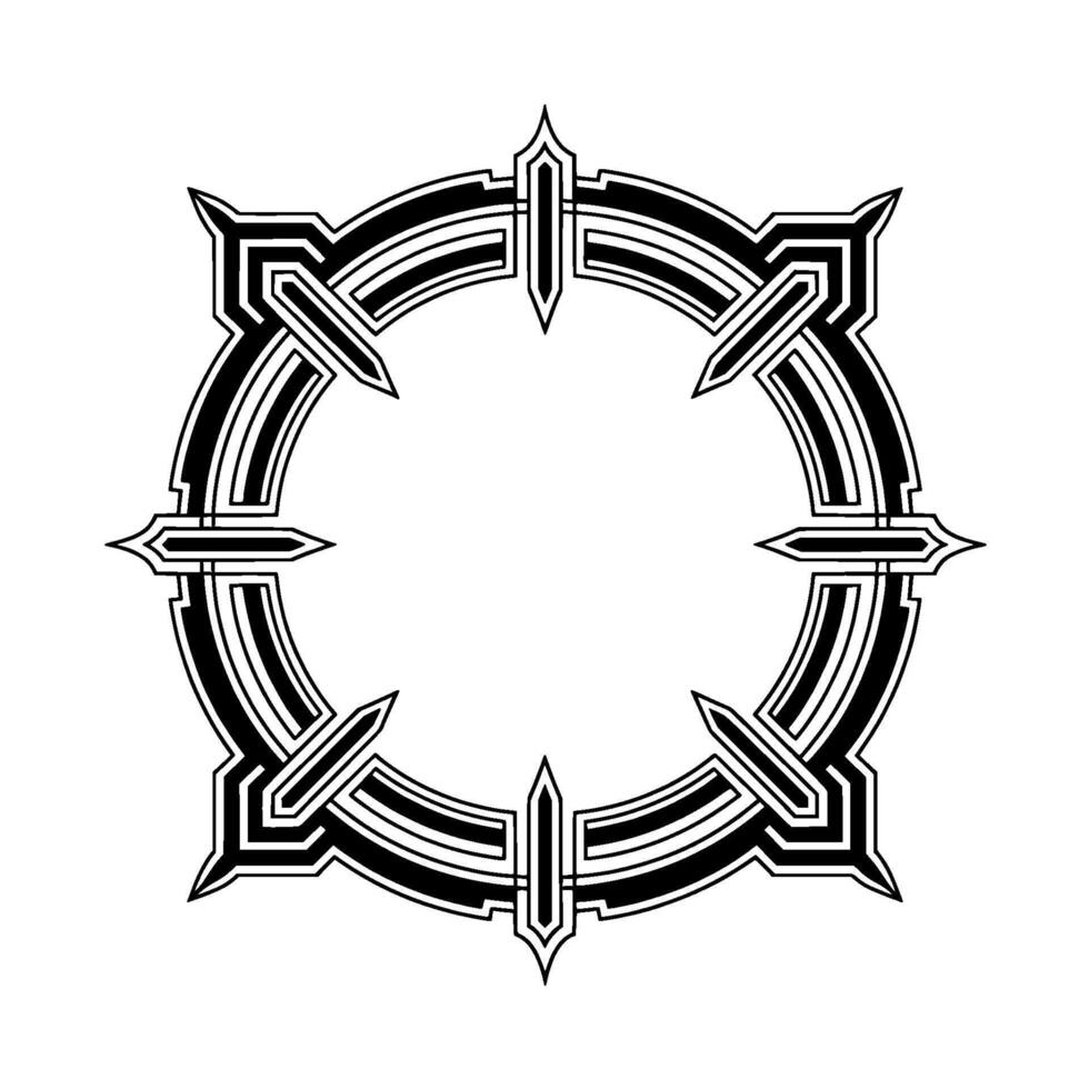 Geometric Art Deco Frame Black White Circular vector