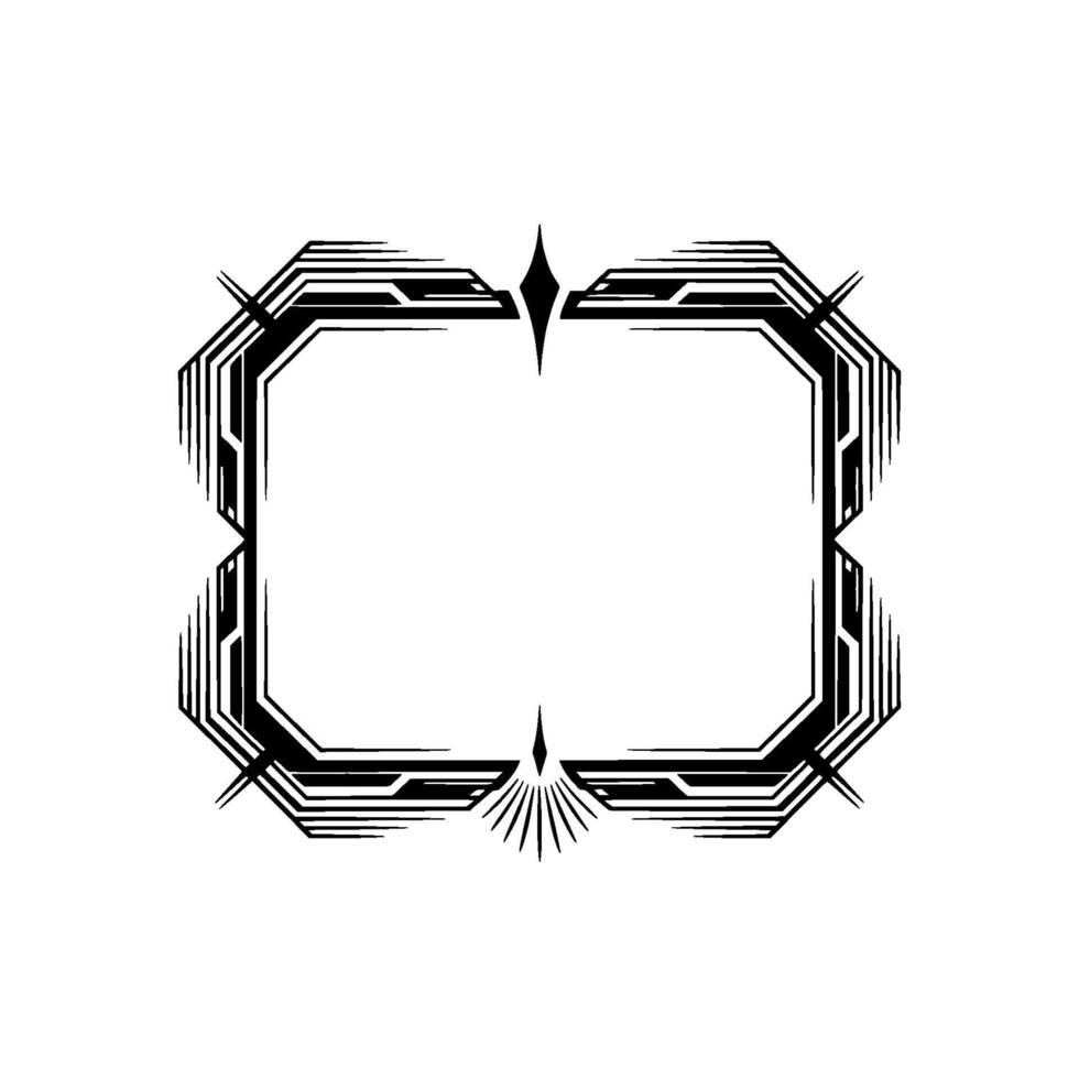 Art Deco Frame, Black And White Geometric, Blank Center vector