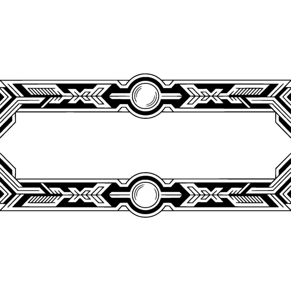 Geometric Art Deco Frame Black White Border Element vector