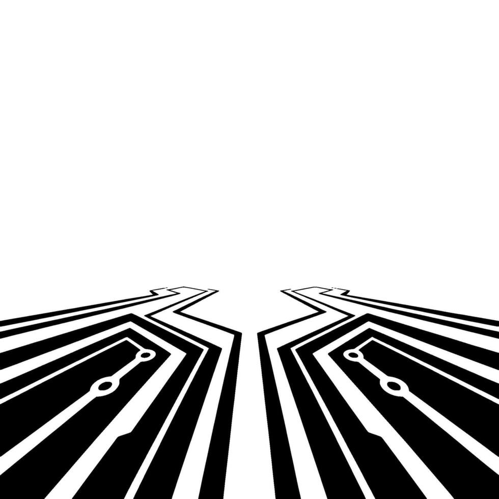 Abstract Circuit Board Pathway Futuristic Black And White vector