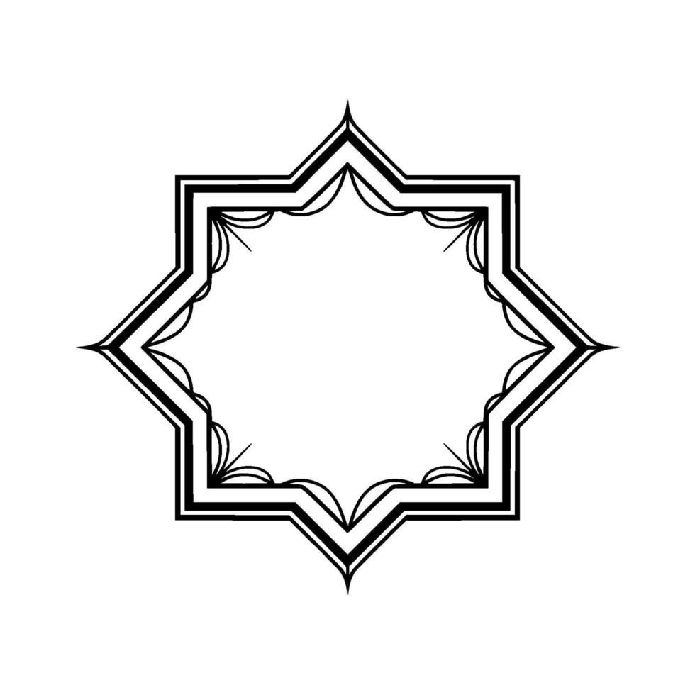 Geometric Starburst Frame In Black And White, Ornamental Element vector