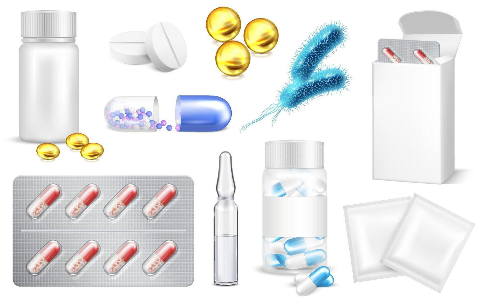 Antibiotics Realistic Healthcare Original set vector