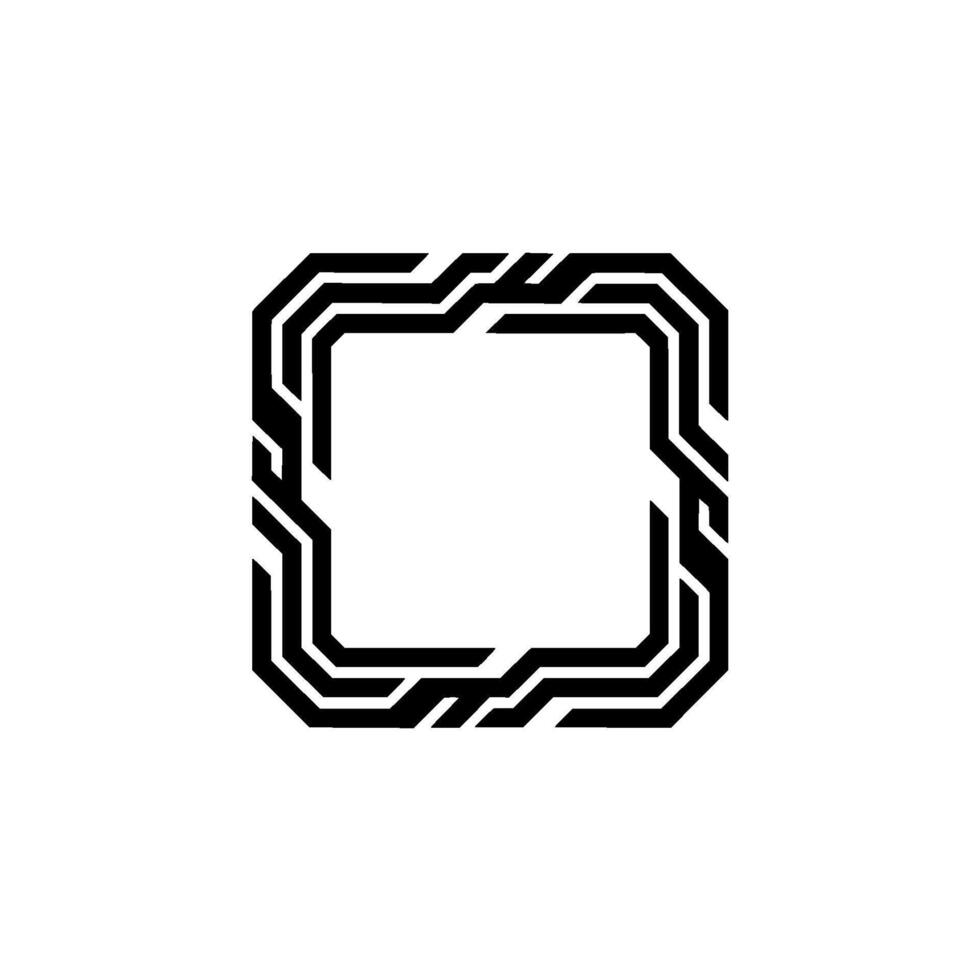 Techy Square Frame In Black White, Modern Minimalist vector