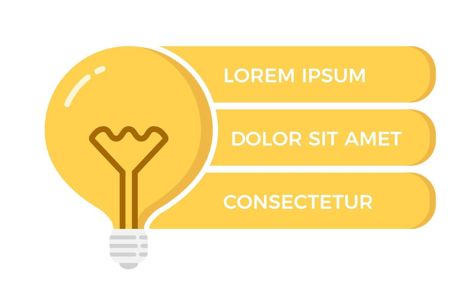 Yellow bulb with three elements for your text vector