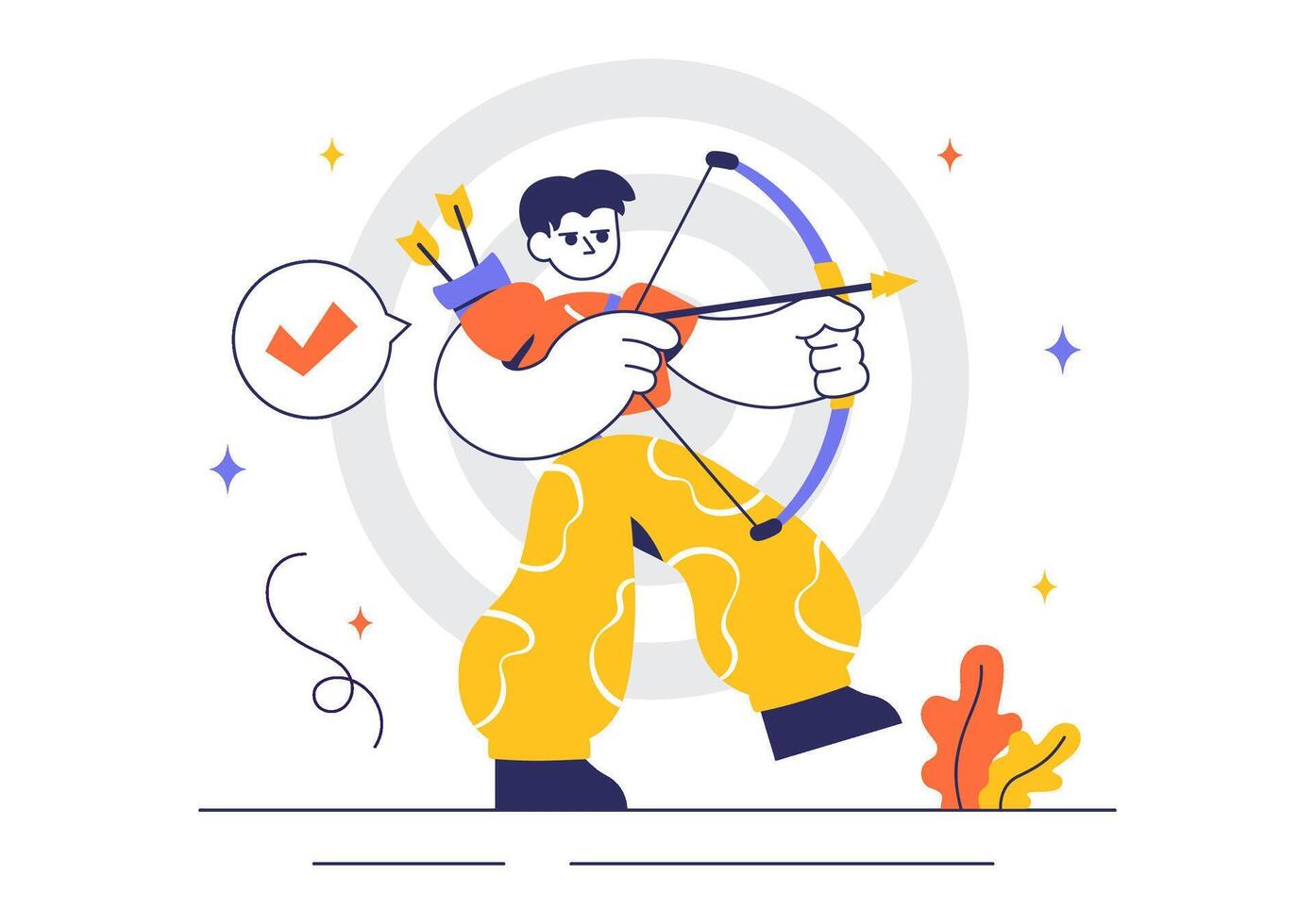 Bow and Arrow Illustration Showing an Archery Game in a Cartoon Outdoor Scene vector