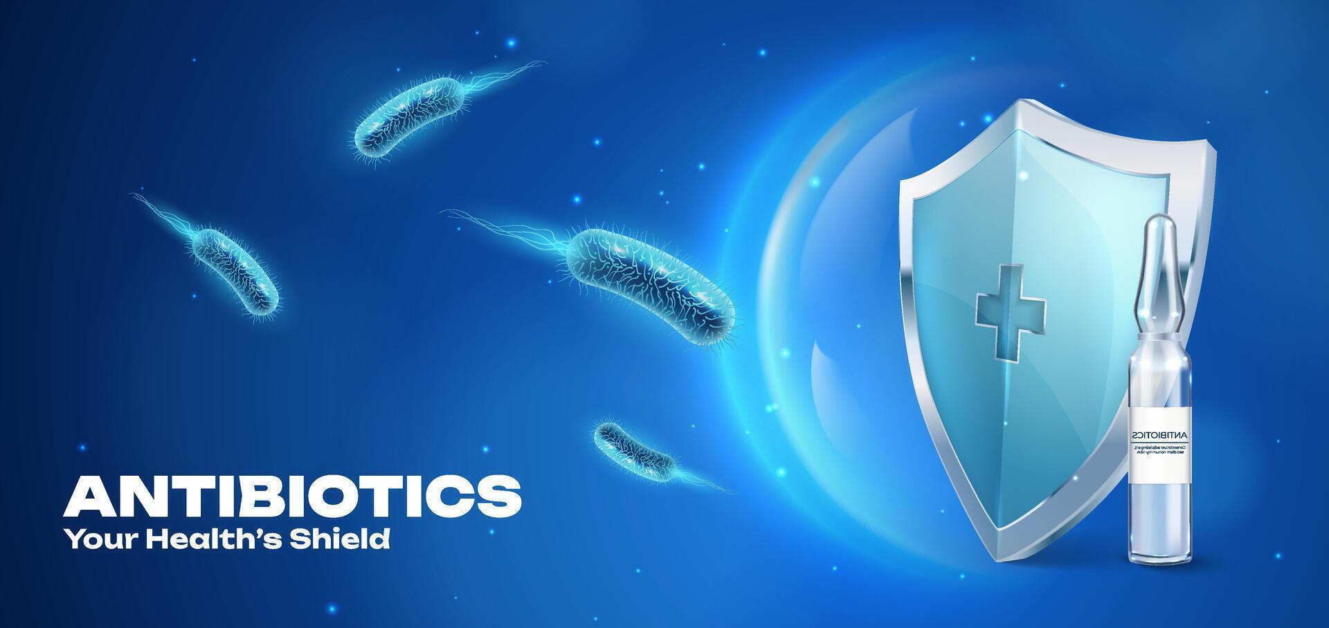 Antibiotics Realistic Healthcare horizontal banner vector