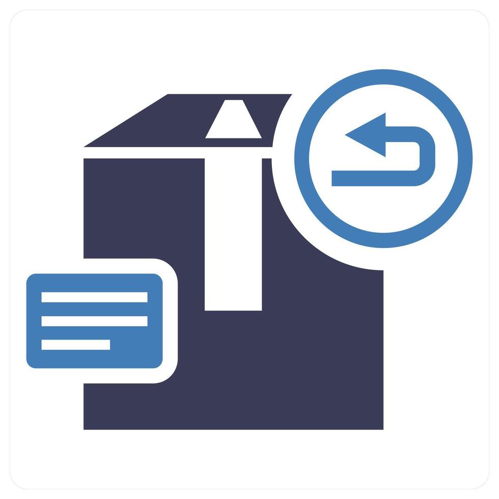 Return parcel icon concept in blue color vector