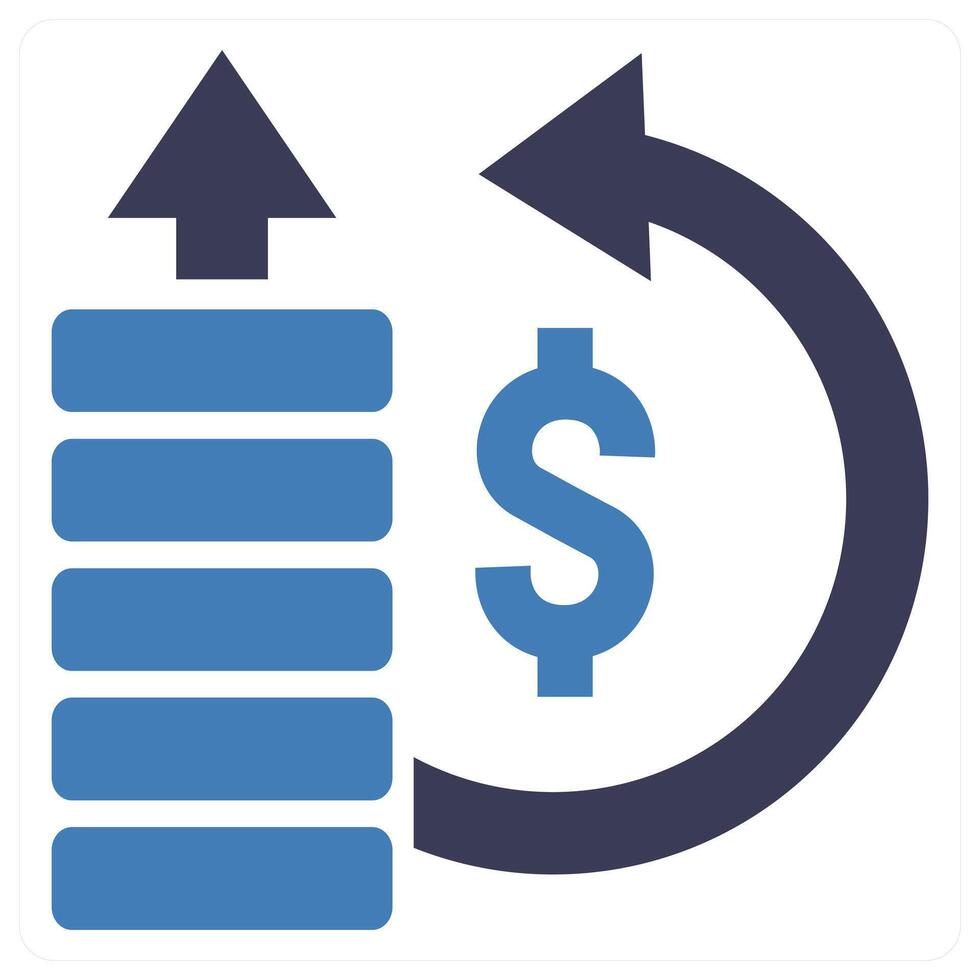Return On Investment icon concept in blue color vector