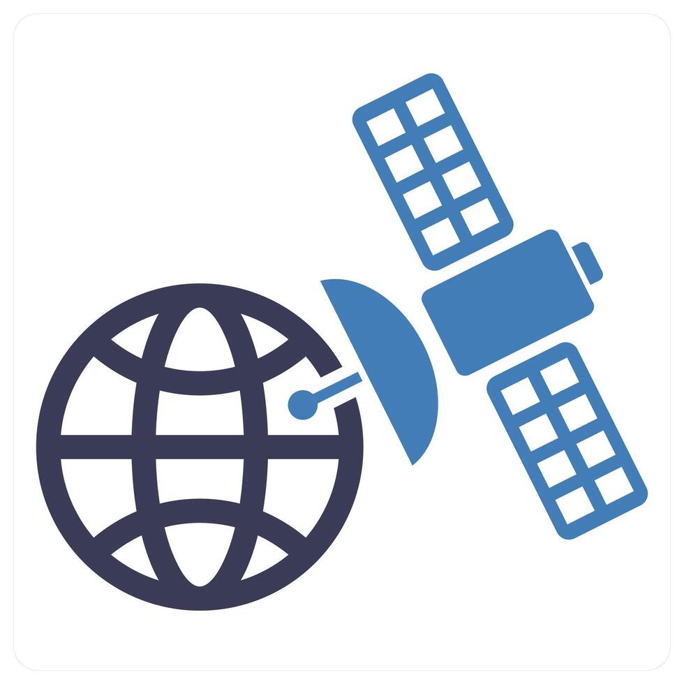 Satellite icon concept in blue color vector
