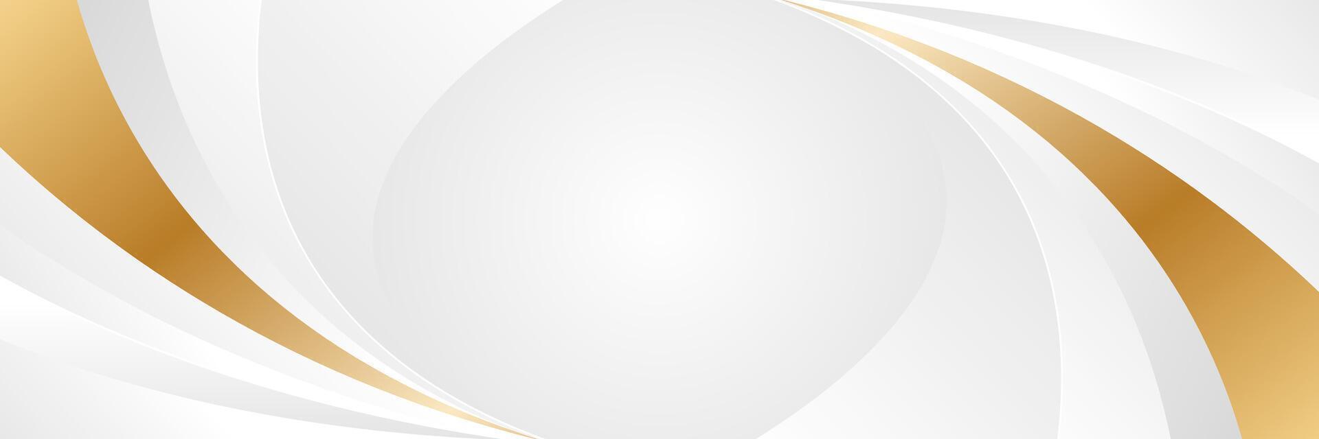 Elegant white and gray luxury curve background with gold accents. Abstract modern banner design for websites, headers, sale templates, business ads, awards, events, and more vector