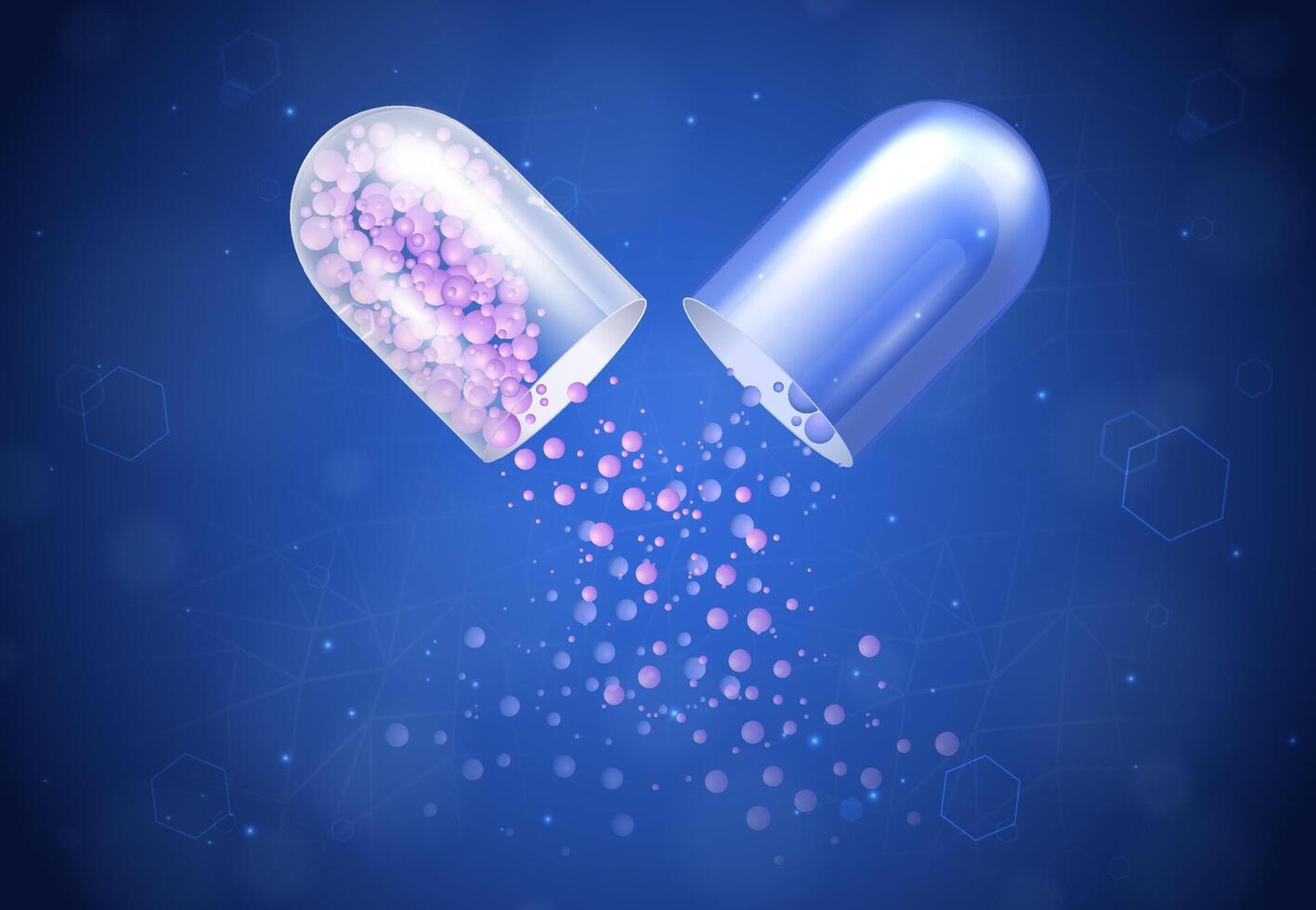 Antibiotics Realistic Healthcare background open pill vector