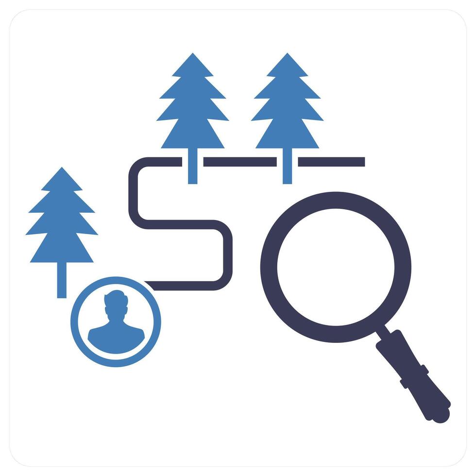 Search Camp icon concept in blue color vector
