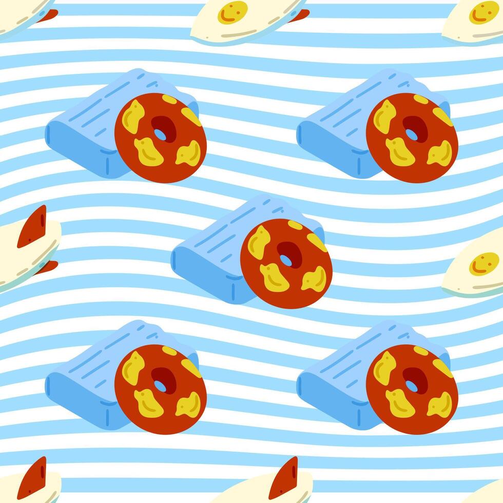 Seamless Summer Pool Toy Pattern vector