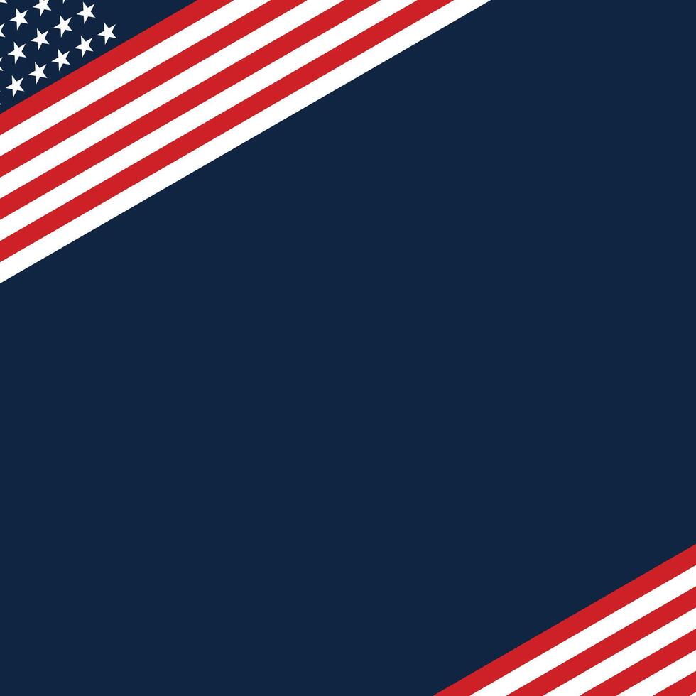 American flag border on blue background design template vector