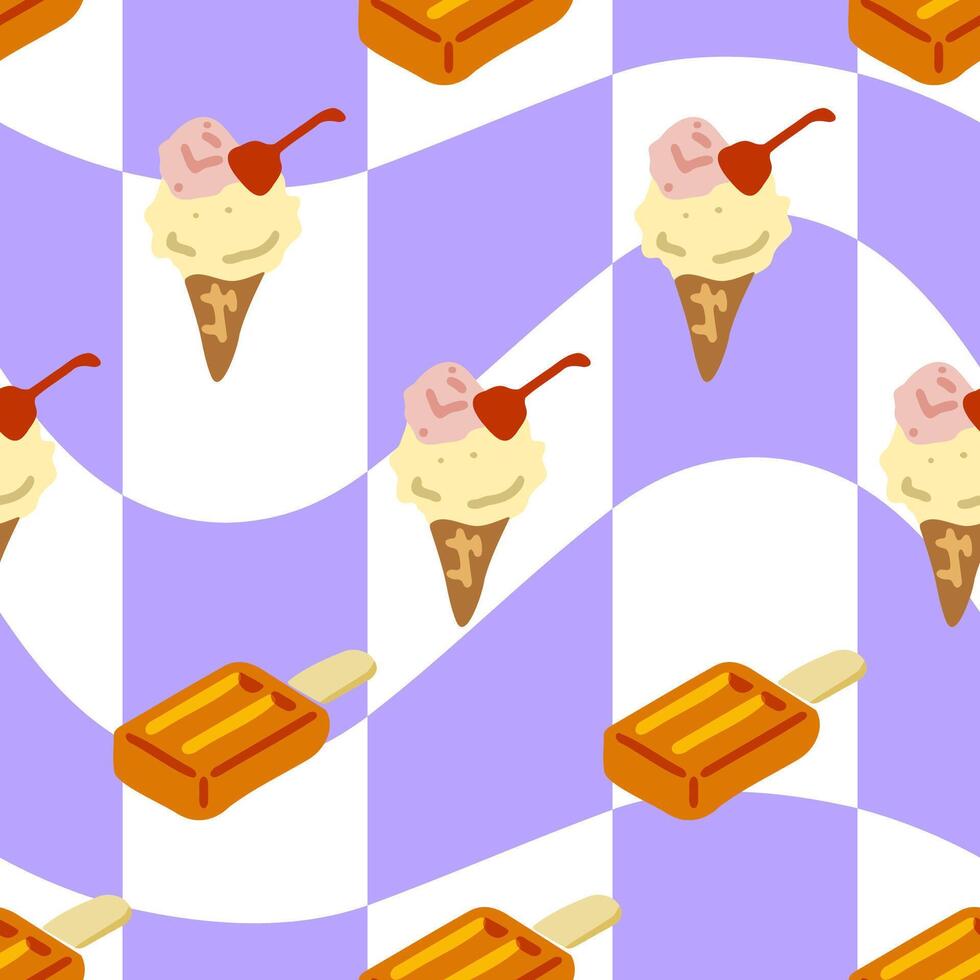 Seamless Ice Cream Cone Pattern Design vector