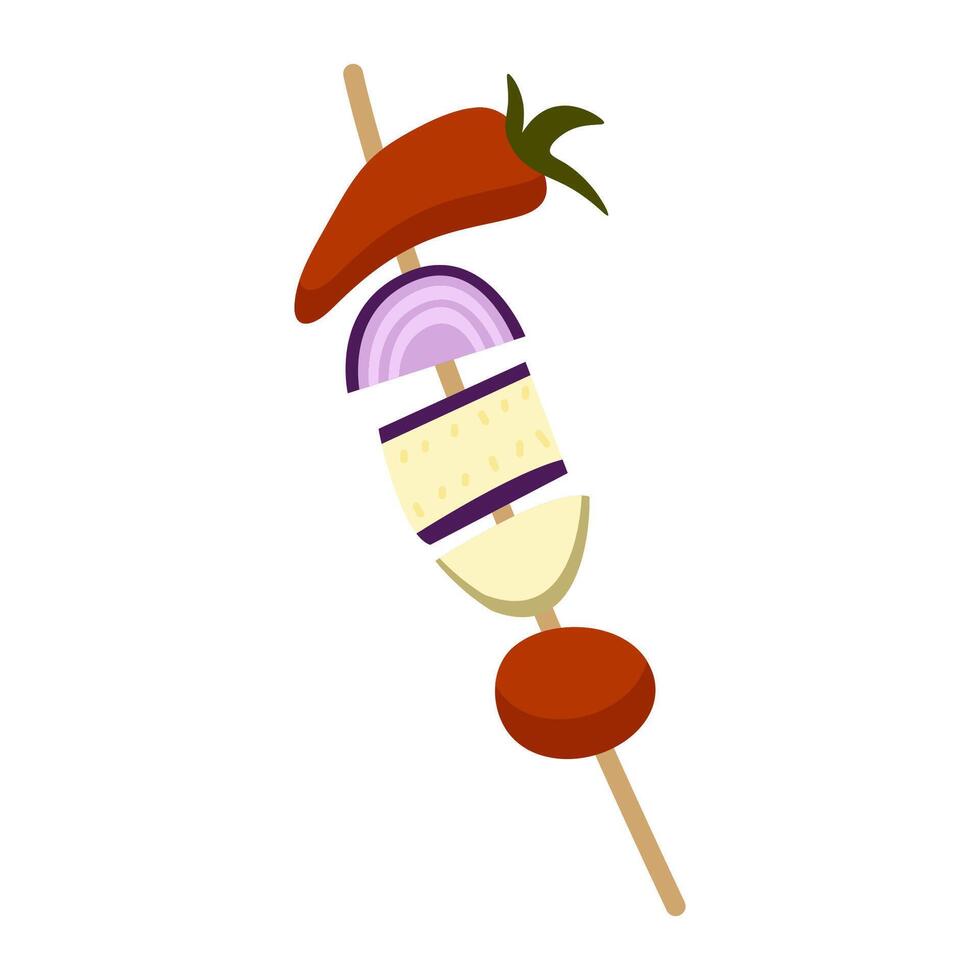 Cartoon Vegetable Skewer Illustration vector