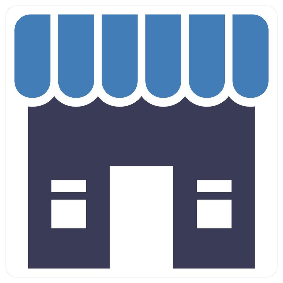 Store and market icon concept in blue color vector