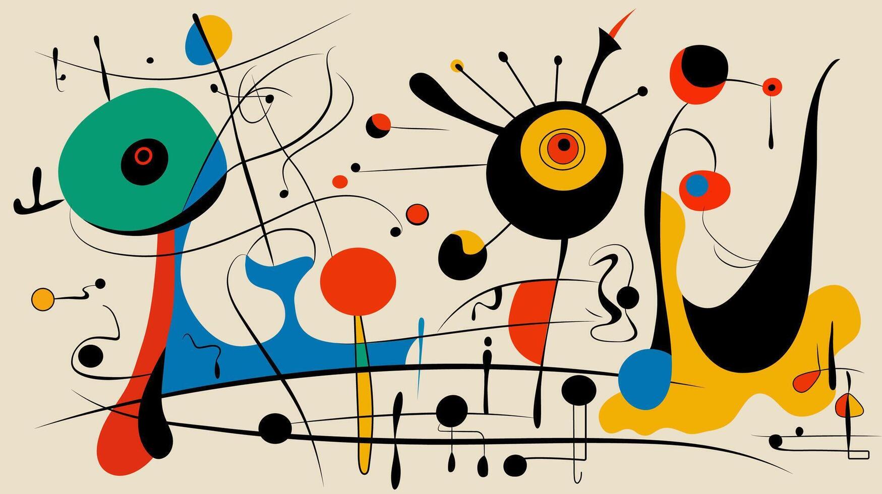 Surreal art illustration in Joan Miro style. Abstract Painting vector