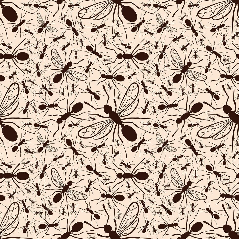 Seamless background with wild ants. vector