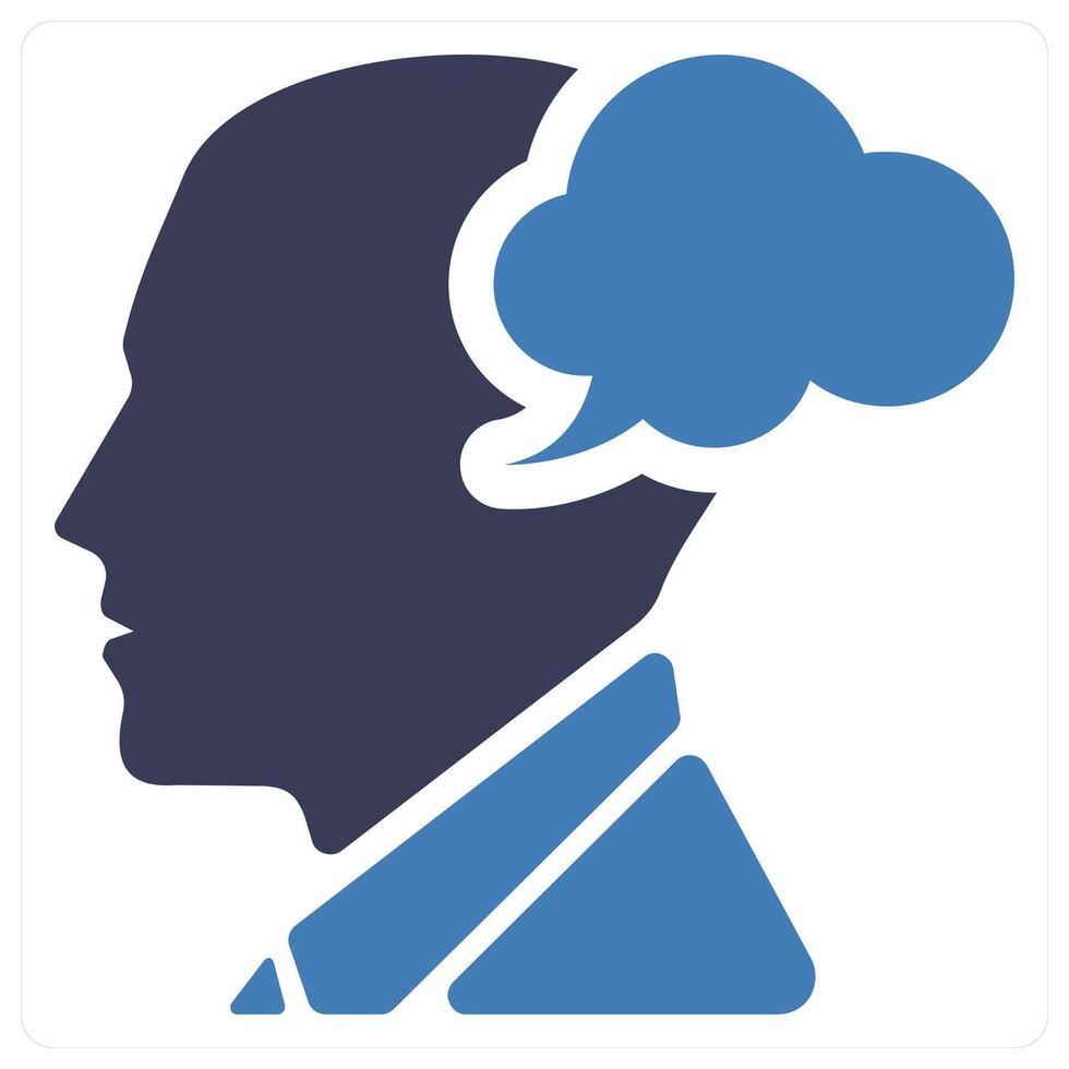 Thinking icon concept in blue color vector