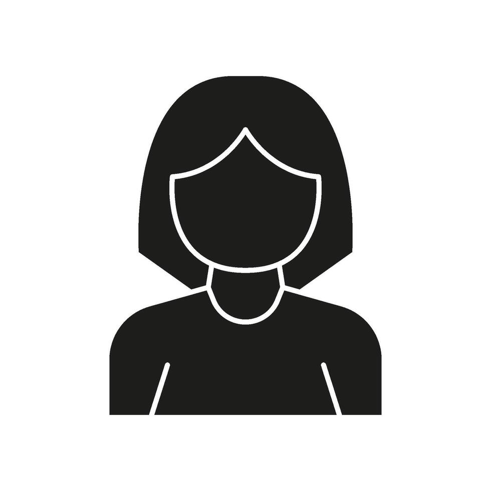 Female Avatar Solid Icon. Profile Representation And User Identification Silhouette Symbol. Digital Identity And Online Presence. Isolated Illustration vector