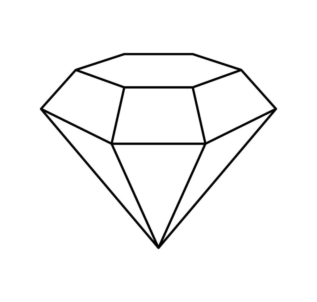 Diamond crystal flat outline 3d icon isolated illustration vector