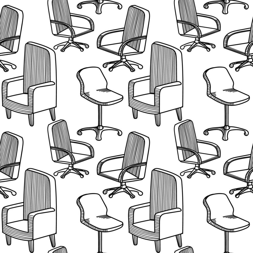 Seamless pattern of various chair designs in a modern style suitable for interior decor projects vector