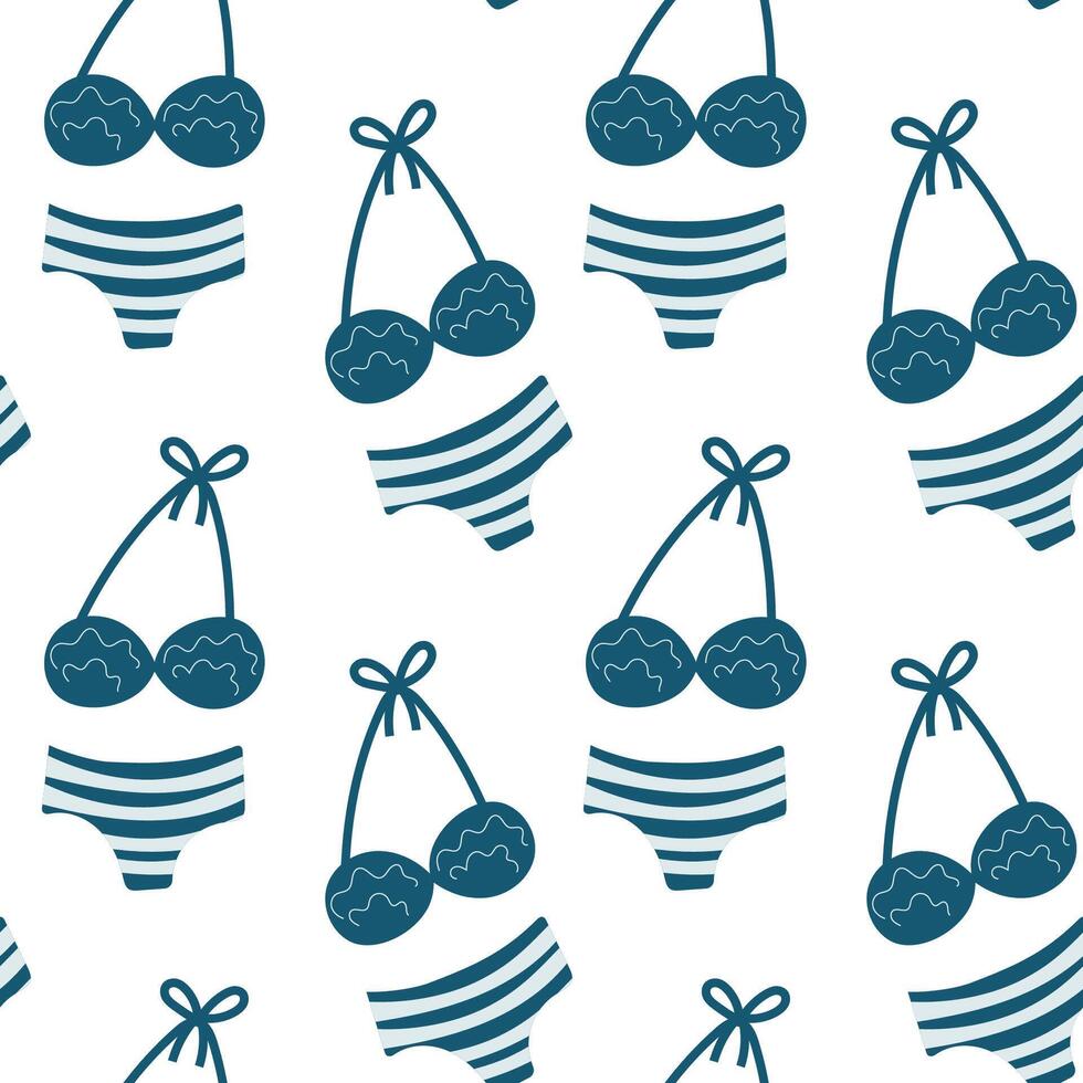 Seamless pattern featuring stylish bikini swimsuits in a fun and playful design for summer themes vector