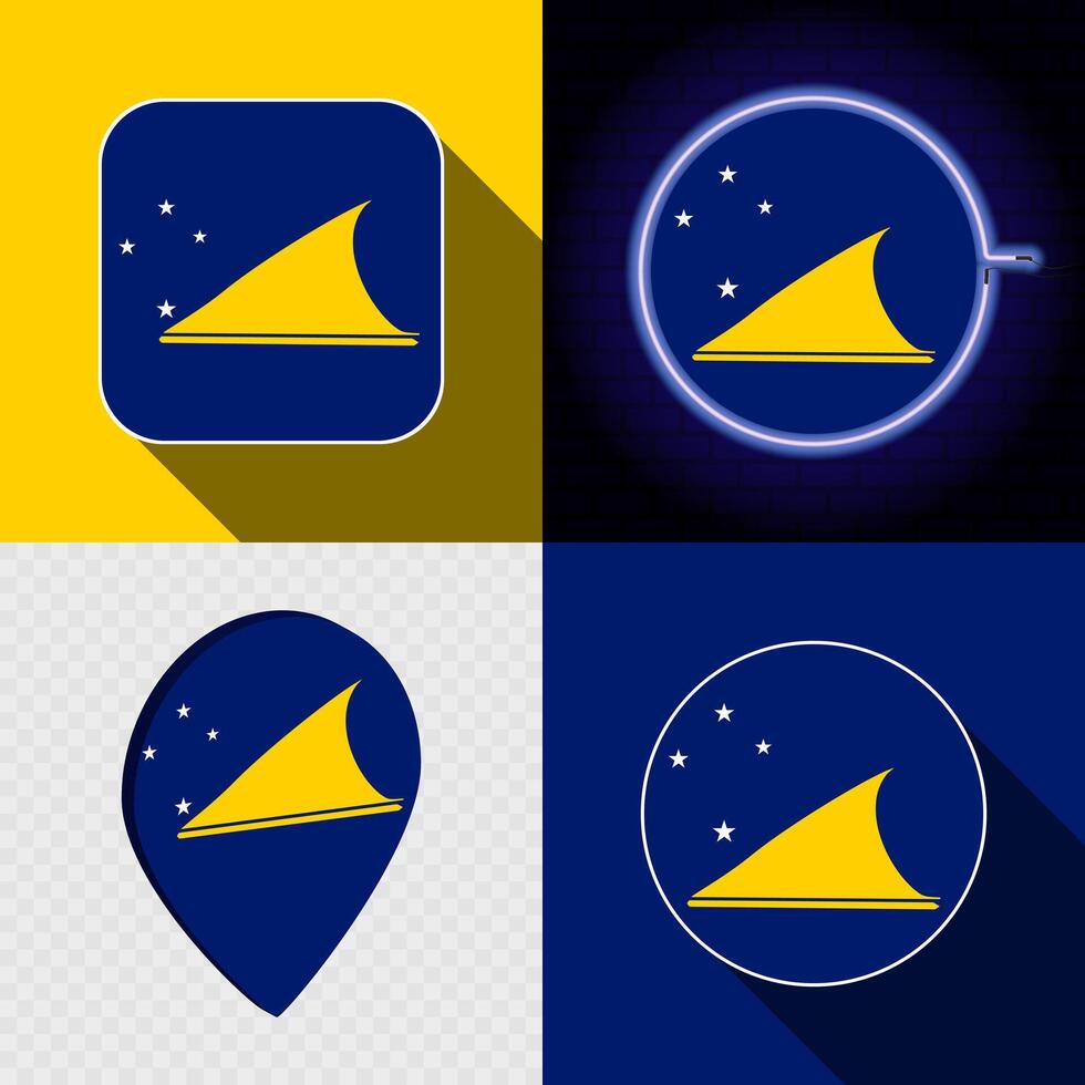 Set of modern icons with the national flag of Tokelau. vector