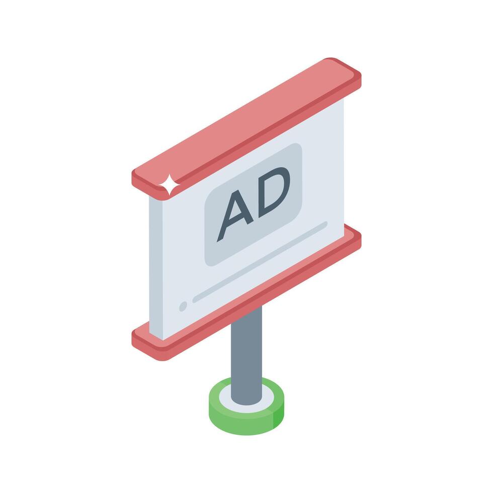Explore this isometric style icon showing advertising presentation vector