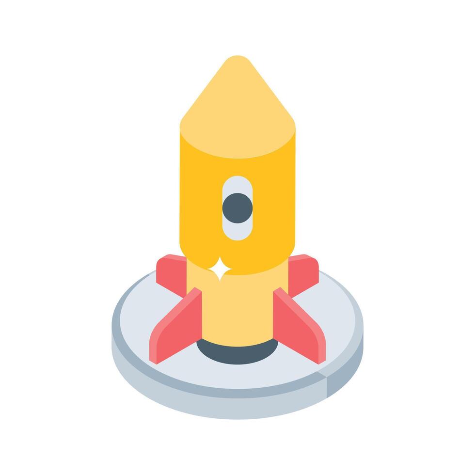 Here is an isometric style icon of startup launch process vector