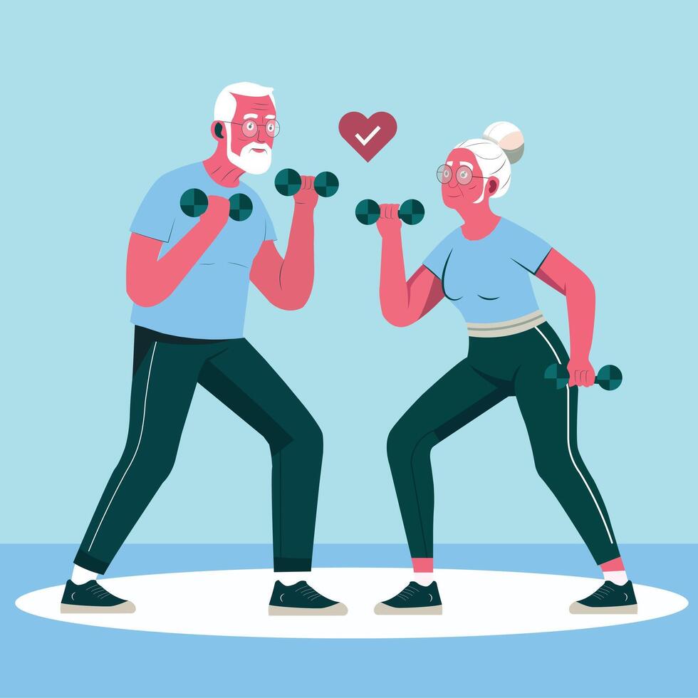 Active elderly people illustration vector