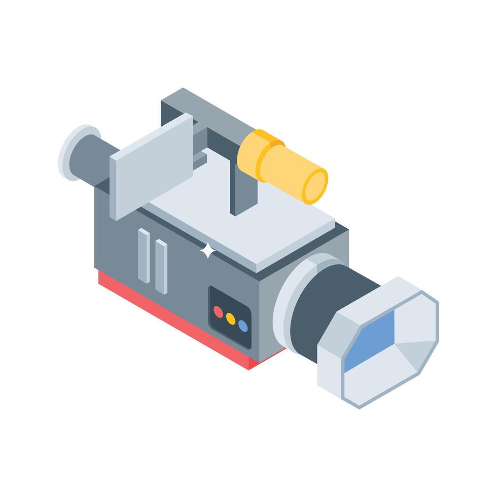 Explore an isometric style icon of camcorder recording vector