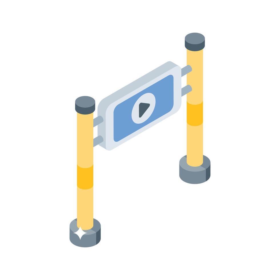 An informative isometric style icon showing ad hoarding banner vector