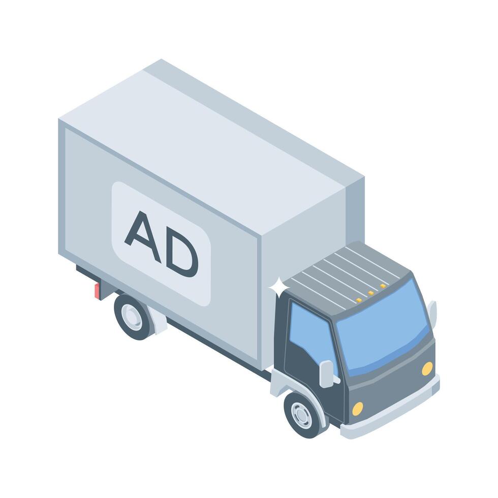 Have a look at this isometric icon of truck ad branding vector