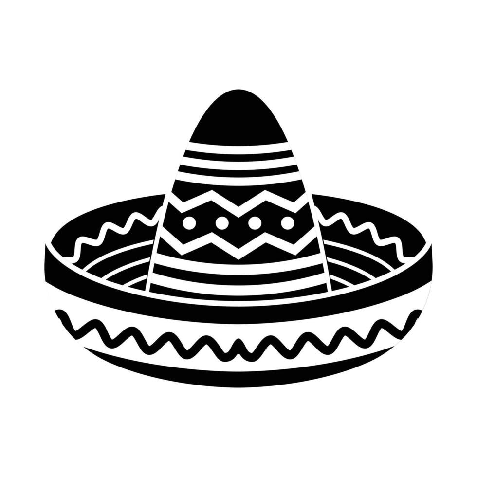 black mexican hat sombrero logo design concept silhouette style vector