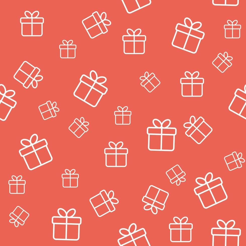 Red seamless pattern with gift boxes vector