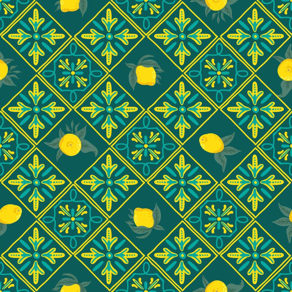 Seamless azulejos ceramic design, tiles pattern. traditional blue geometric background texture vector