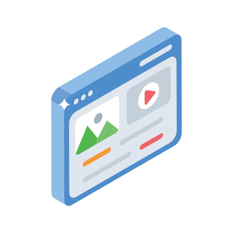 Trendy isometric icon of structured web content layout vector