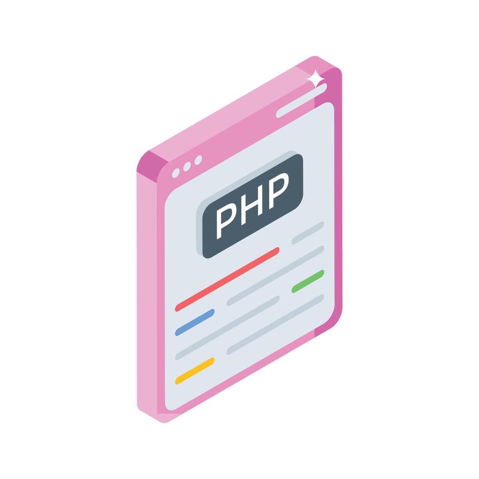 Premium isometric icon of php language terminal window vector