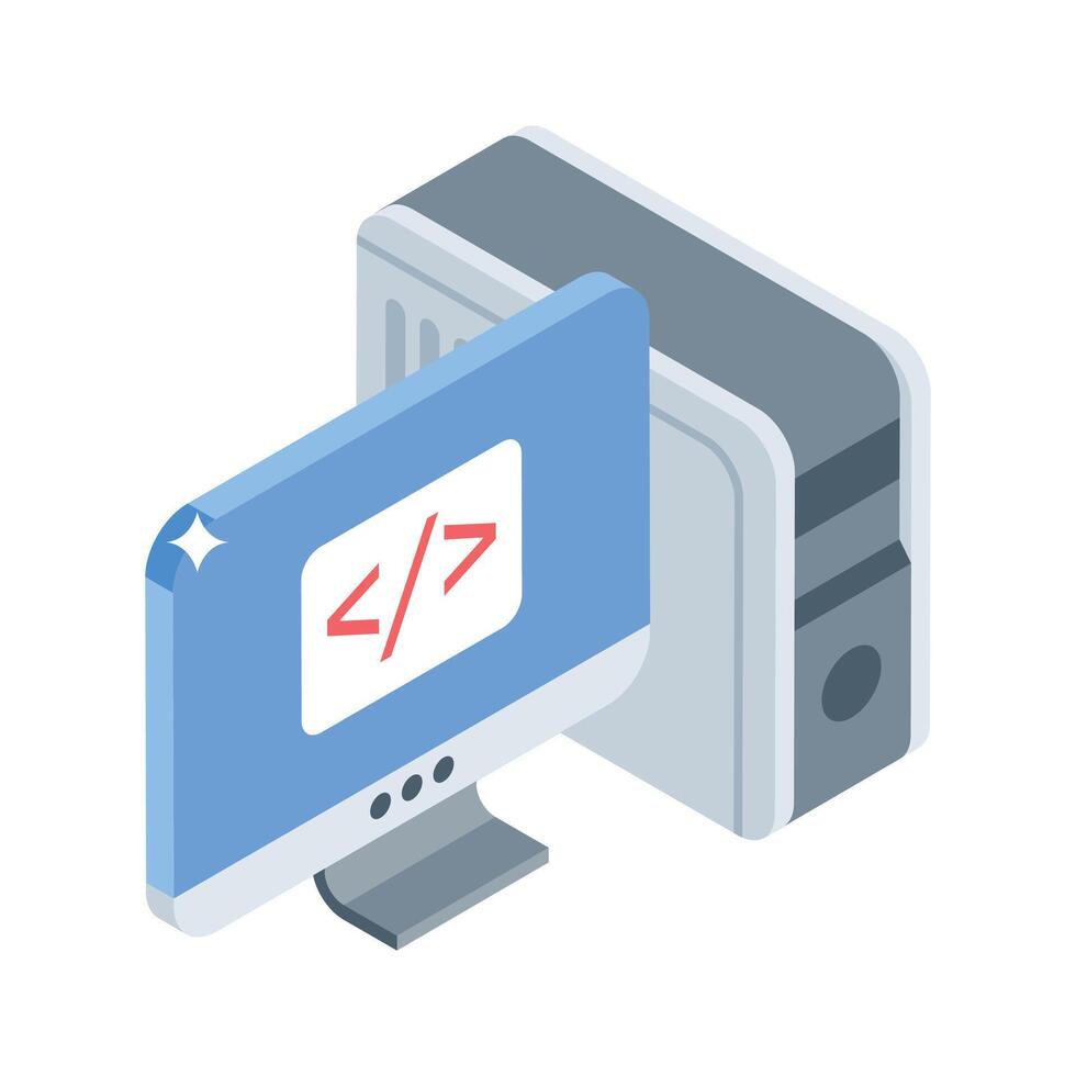 Premium isometric icon of complete coding system vector